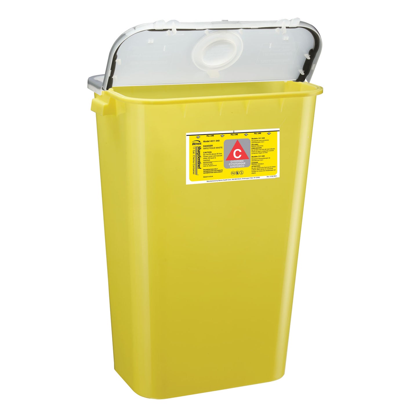 Chemo Container, 11 Gal, Yellow, 6/cs