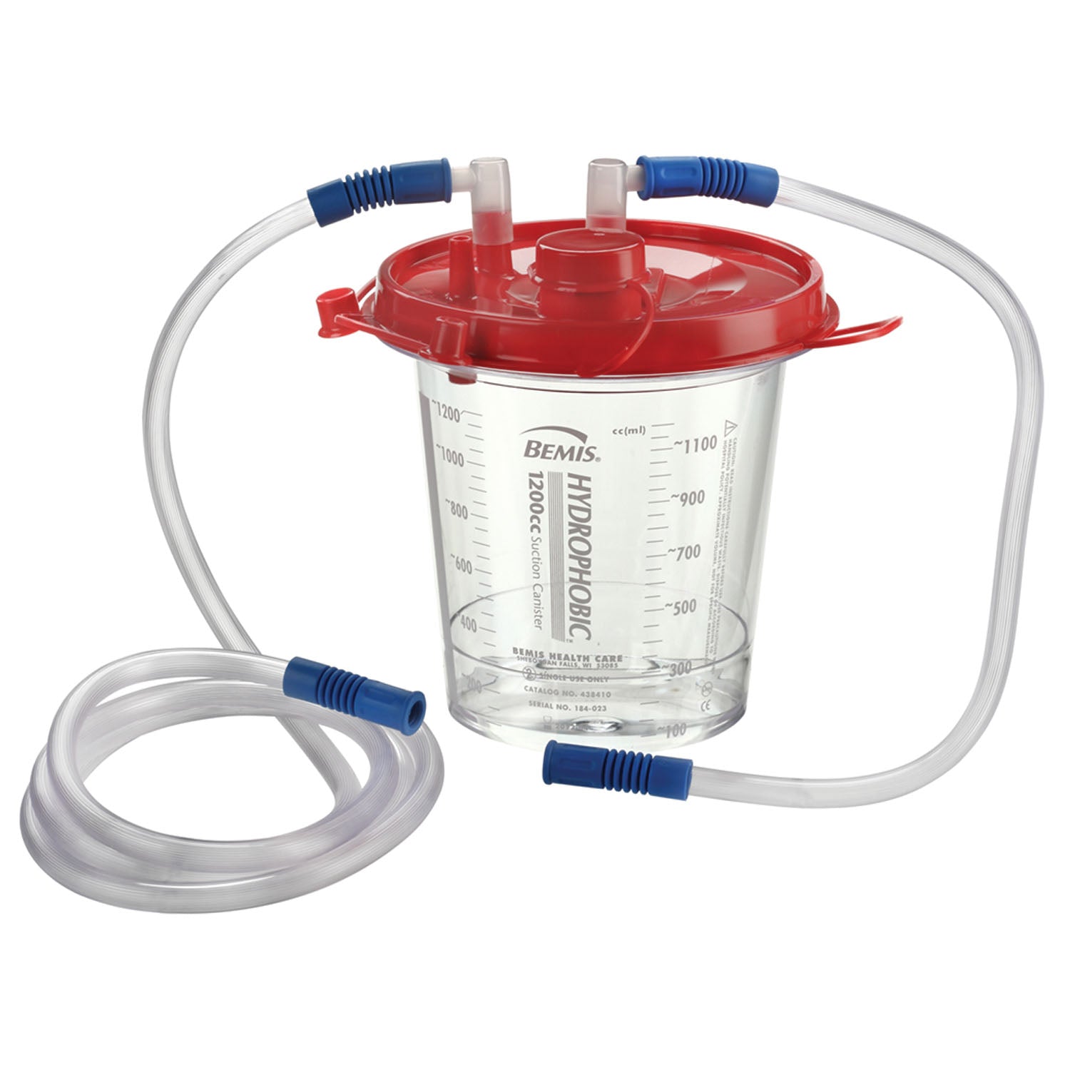Suction Canister, 1200cc, with 18" & 6 ft Connecting Tubes, 48/cs