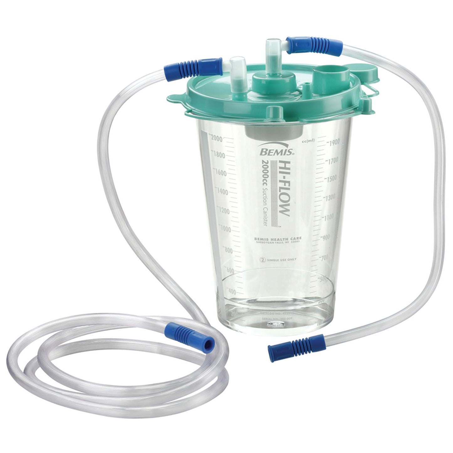 Suction Canister, 2000cc, with 18" & 6 ft Connecting Tubes, 48/cs