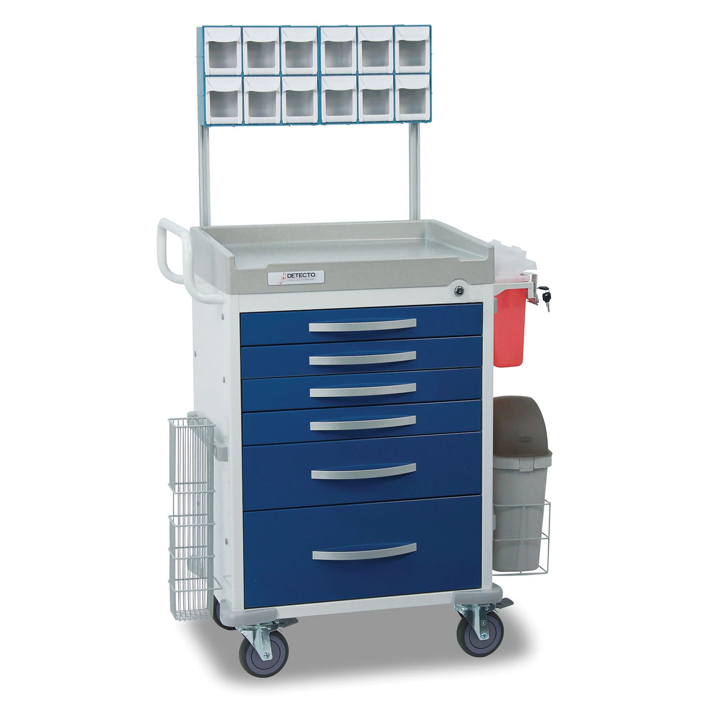 Loaded Detecto Rescue Series Anesthesiology Medical Cart, 6 Blue Drawers (DROP SHIP ONLY)