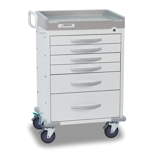 Detecto Rescue Series General Purpose Medical Cart, 6 White Drawers (DROP SHIP ONLY)