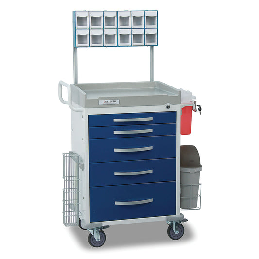 Loaded Detecto Rescue Series Anesthesiology Medical Cart, 5 Blue Drawers (DROP SHIP ONLY)