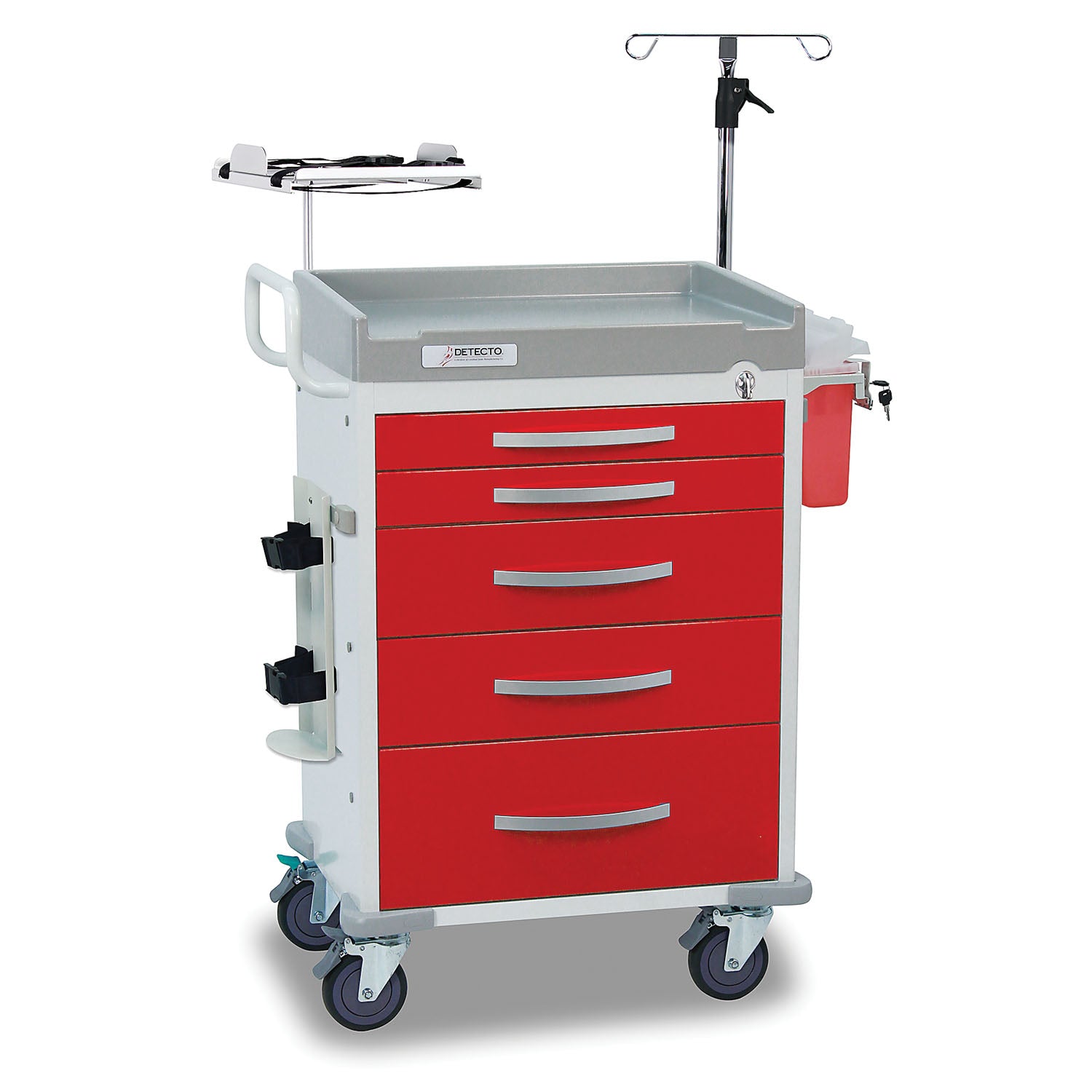 Loaded Detecto Rescue Series ER Medical Cart, 5 Red Drawers (DROP SHIP ONLY)