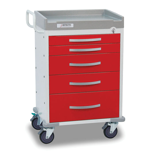 Detecto Rescue Series ER Medical Cart, 5 Red Drawers (DROP SHIP ONLY)