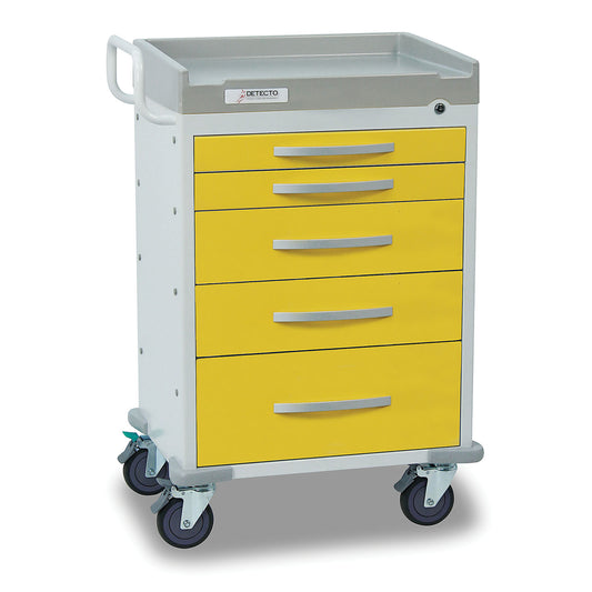 Detecto Rescue Series Isolation Medical Cart, 5 Yellow Drawers (DROP SHIP ONLY)