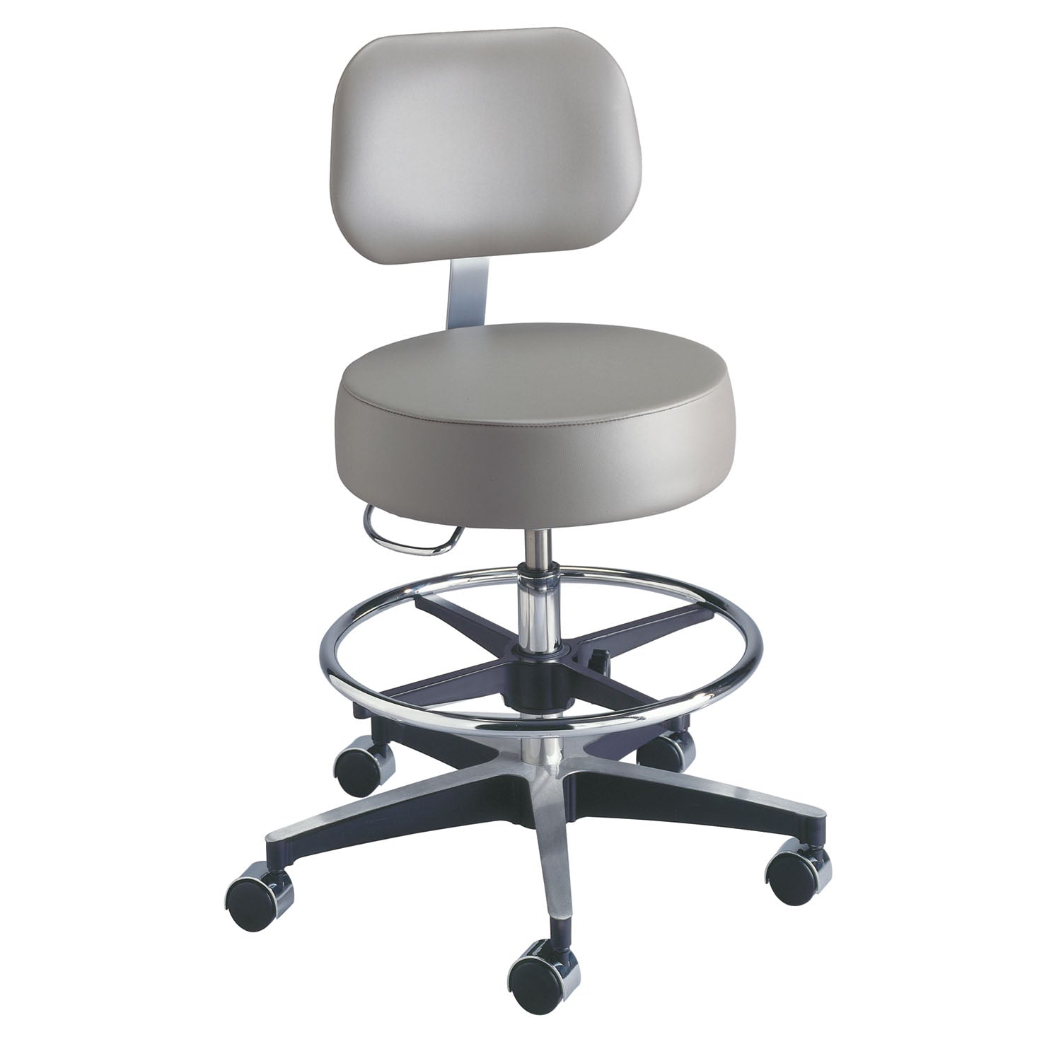 Century Stool, Pneumatic, 20"-27_", Backrest, Footring
