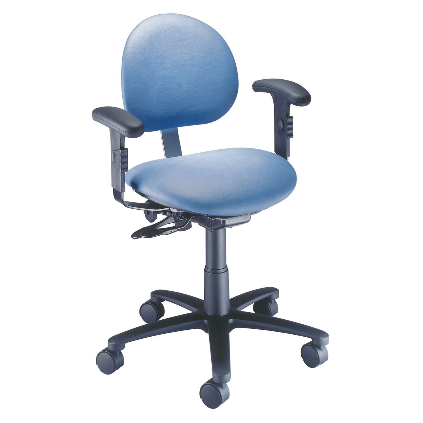 Task Stool, Pneumatic, Synchronized Back/ Seat Tilt, Adjustable Armrests