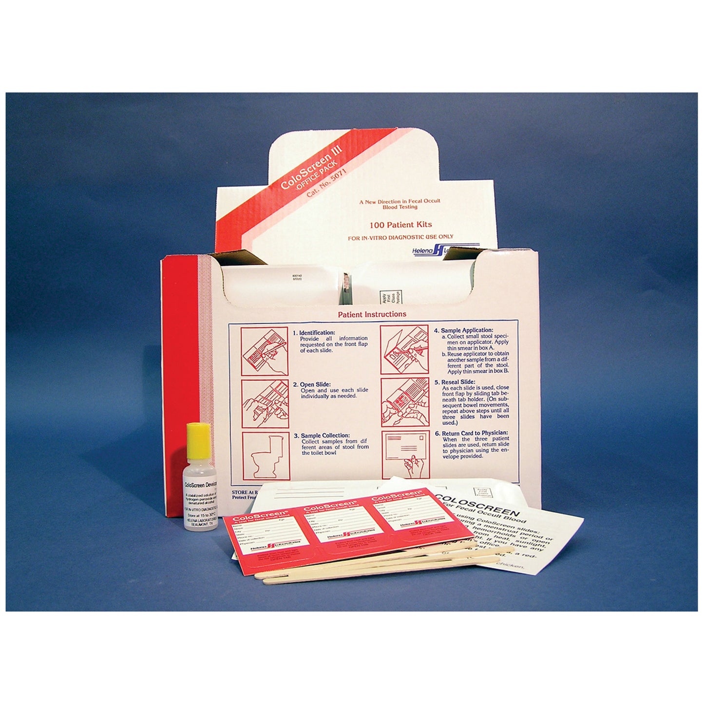 ColoScreen Office Pack, 100 Triple Unit Slides, 6 x 15mL Developers, Applicators, Envelopes, CLIA Waived, 100/bx