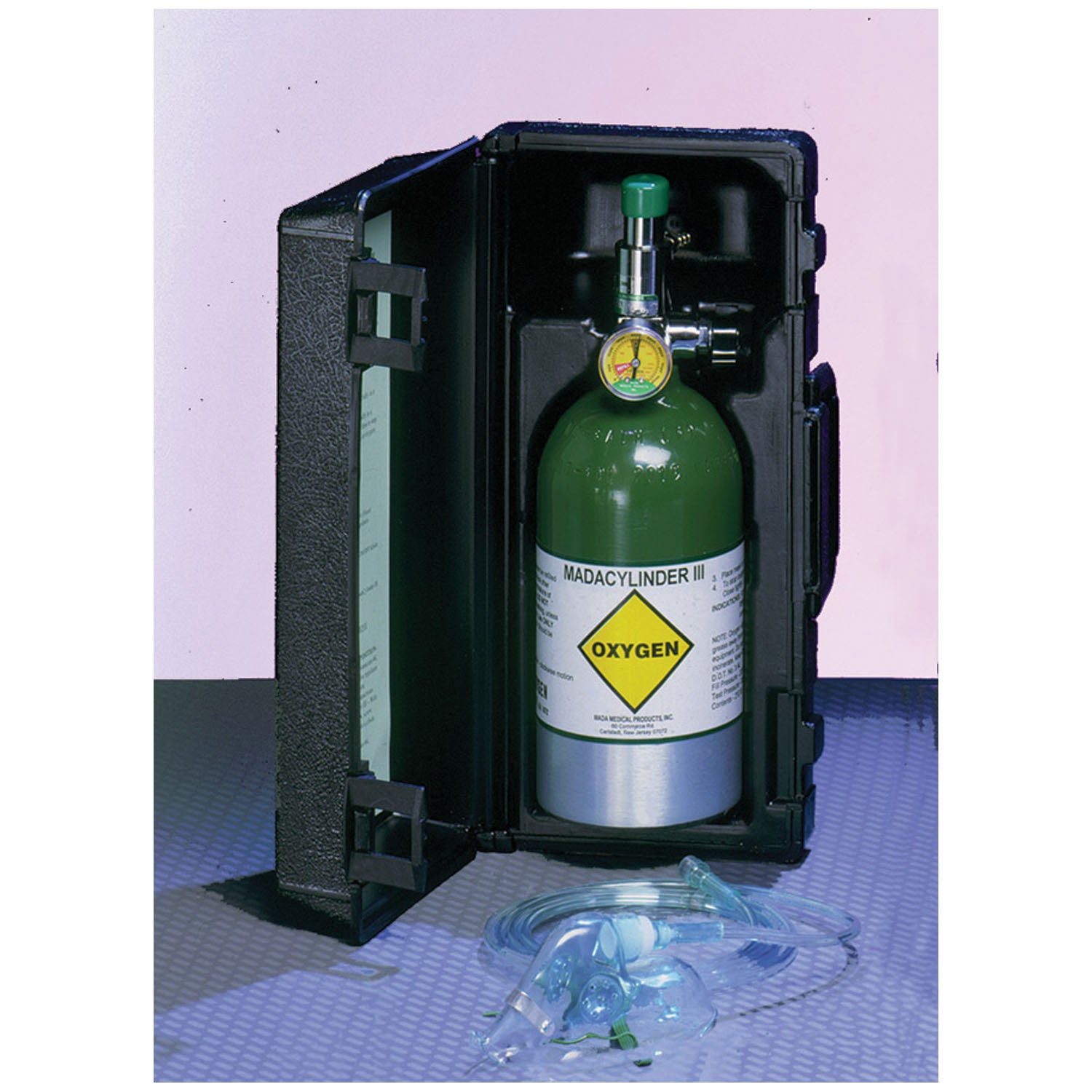 210 Liter Aluminum Oxygen Kit, M7, Empty, 1303ME Cylinder, 1308A Fixed Flow Regulator, Mask, Tube, Carrying Case