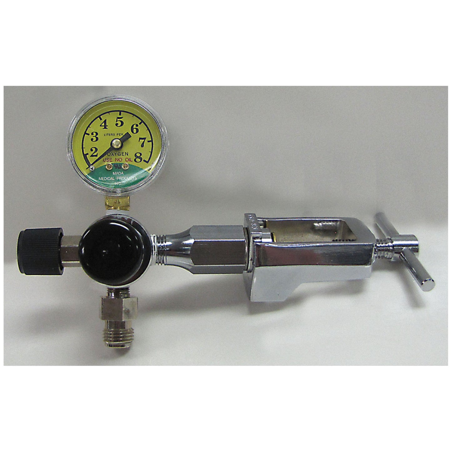 Adjustable Flow Oxygen Regulators For C, D & E Cylinders, 2-8 LPM, Mini-Regulator, For Aluminum Cylinder with Gauge