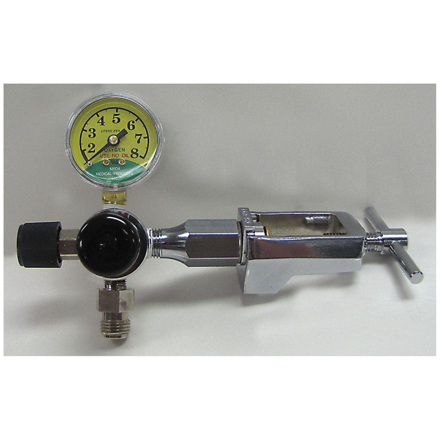 Adjustable Flow Oxygen Regulators For C, D & E Cylinders, 2-8 LPM, Mini-Regulator, For Aluminum Cylinder with Gauge