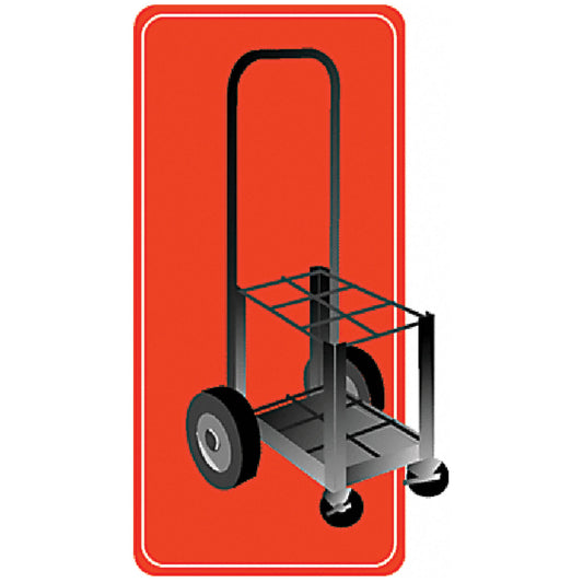 Cylinder Cart For Sizes M7, M9, C, D Or E, 4 Wheels & Detachable Handle, Holds Up To 6 Cylinders, Painted