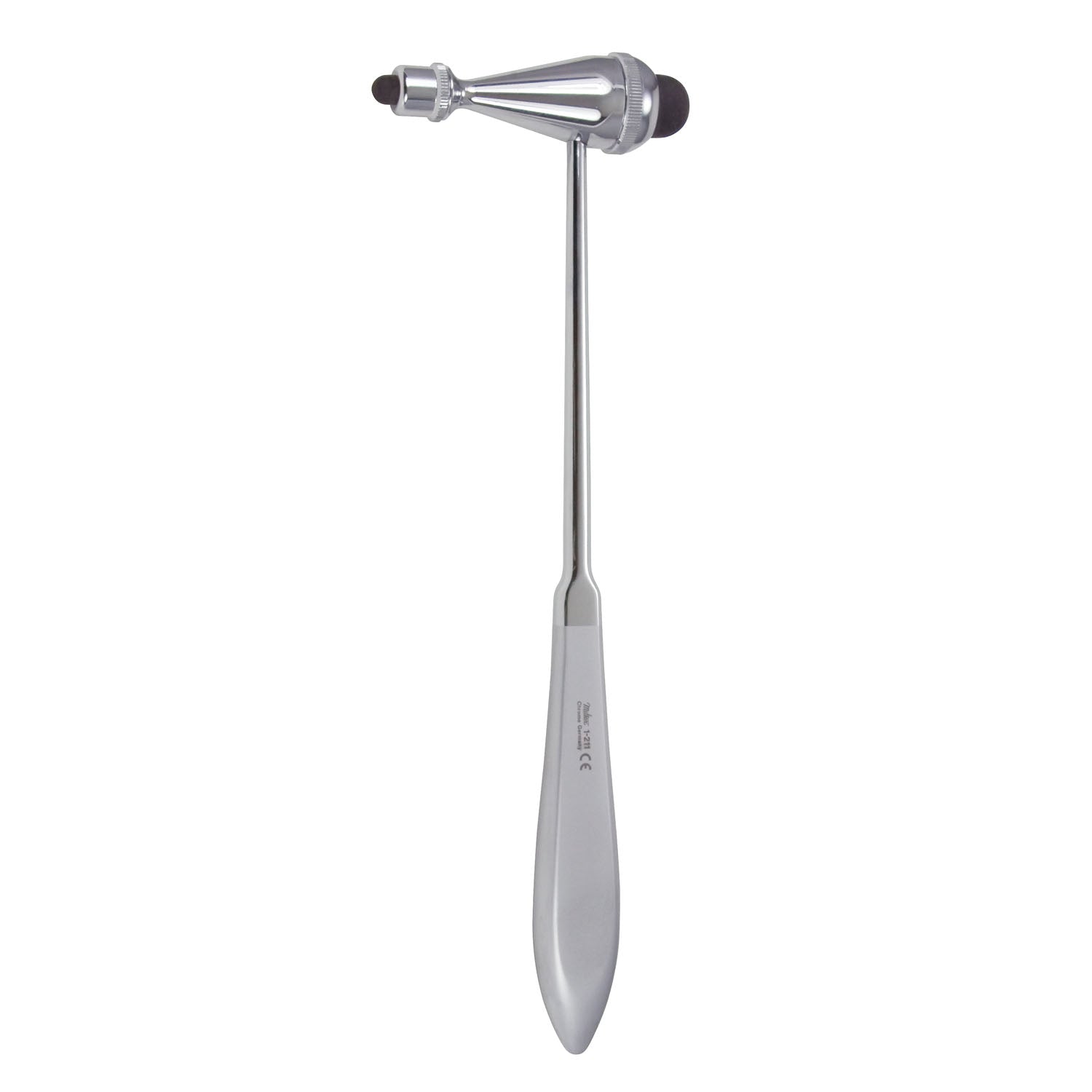 Tromner Percussion Hammer, 9_", Large & Small Rubber Tips, Hollow Tapered Handle, Sharp Point, Chrome