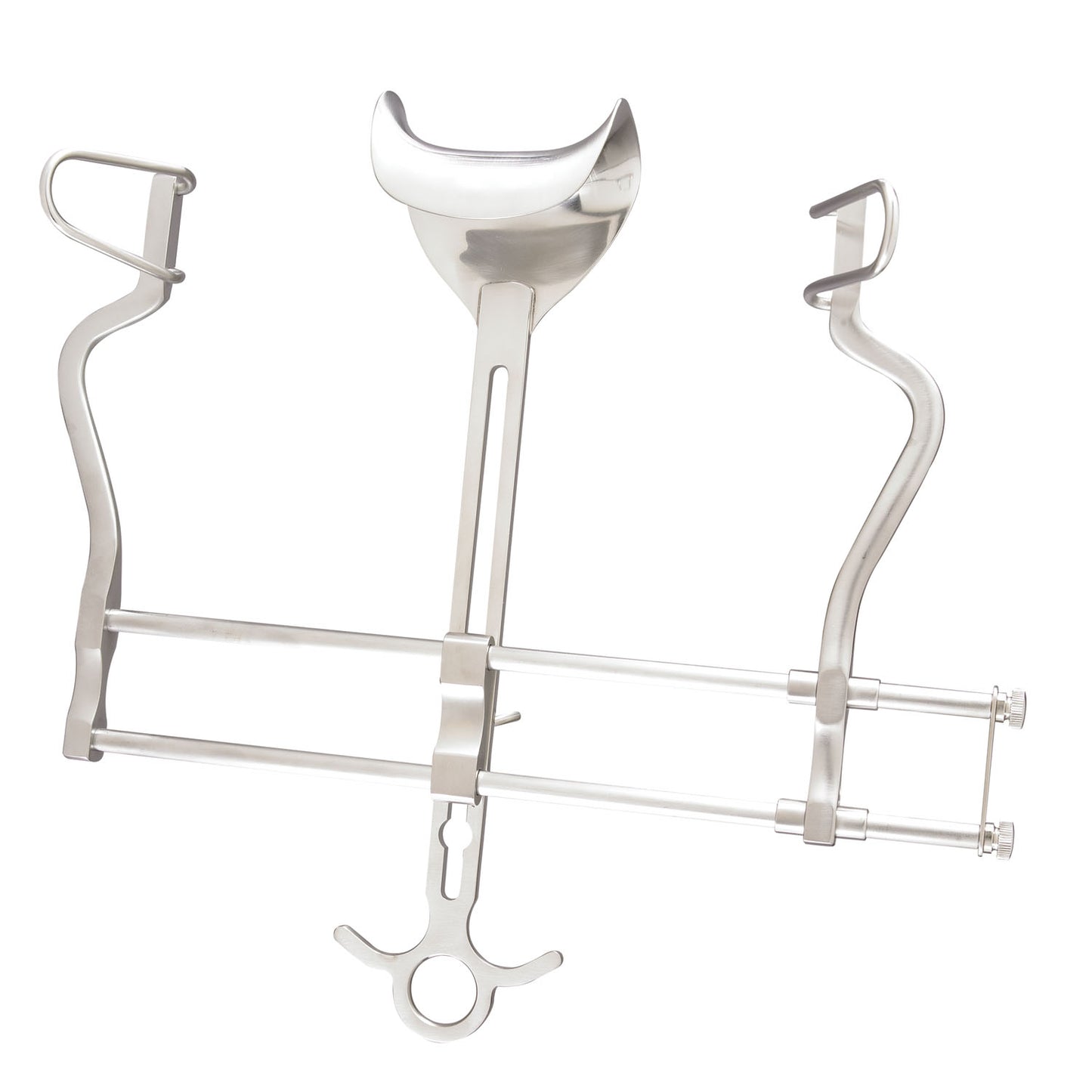 Abdominal Retractor, 10" Spread, Fenestrated Side Blades 2_"D & Solid Center Blade 3" x 1_"D