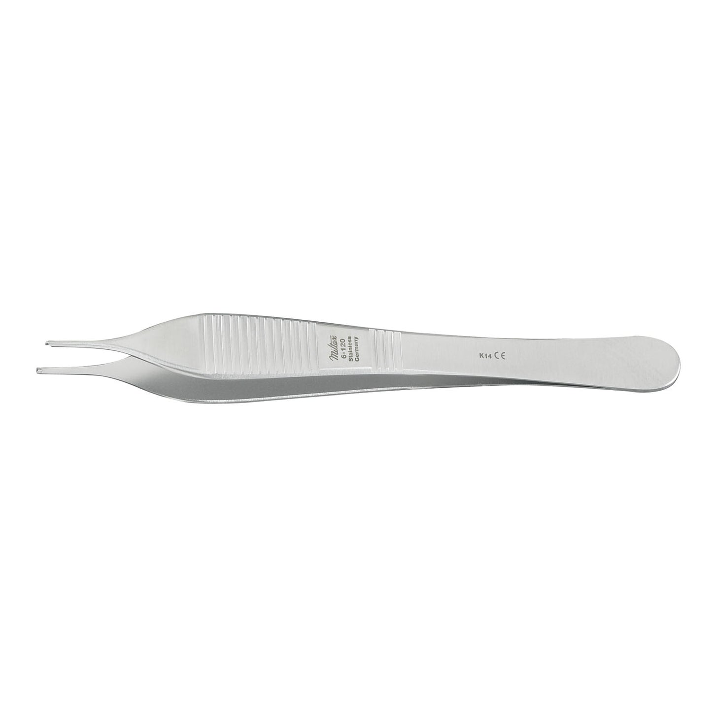 Tissue Forceps, 4_", 1x2 Teeth, 0.5 mm Wide Tips, Delicate