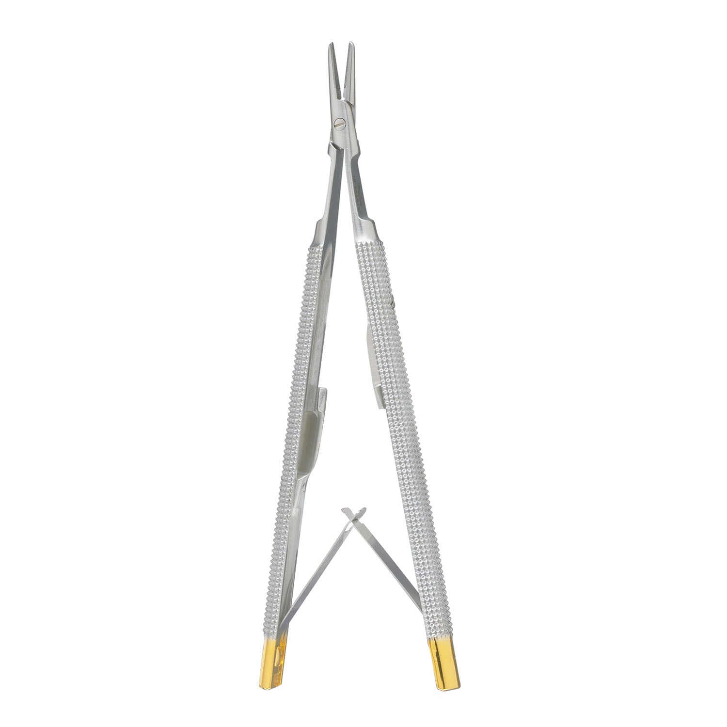 Castroviejo Needle Holder, 4 1/8", Carb-N-Sert, Round Handles, Lock, Delicate, Smooth, Straight