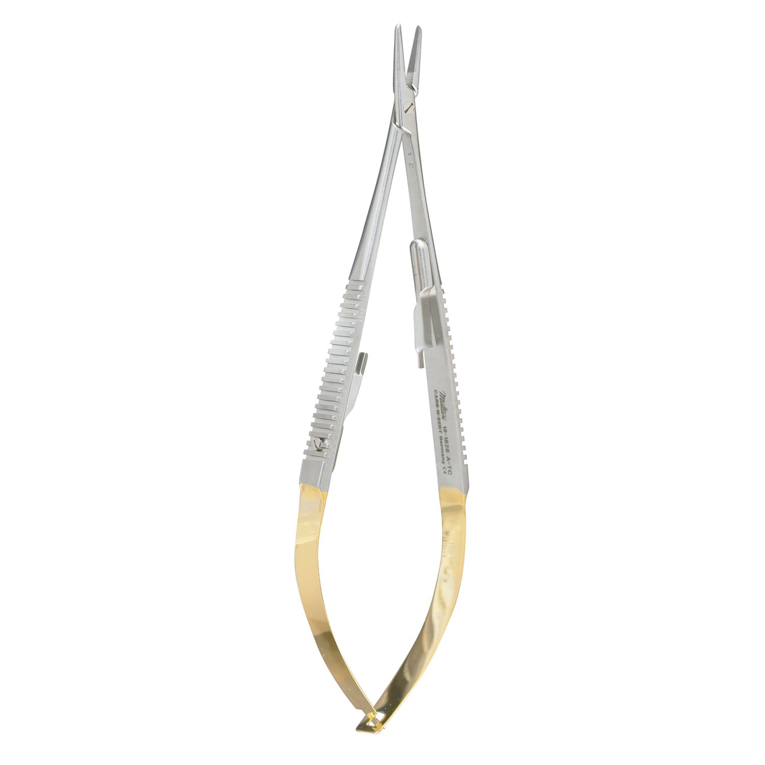 Castroviejo Needle Holder, 5_", Lock, Carb-N-Sert, Serrated, Straight
