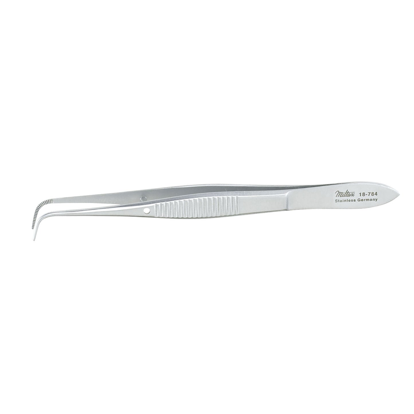 Eye Dressing Forceps, 4" Full Curved, Standard, 0.8mm Wide Tips