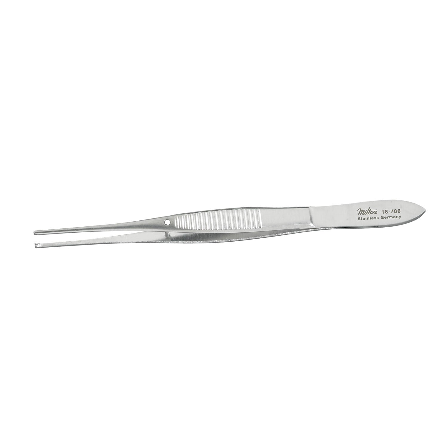 Tissue Forceps, 4" Half Curved, Extra Delicate, 0.5mm Wide Tips