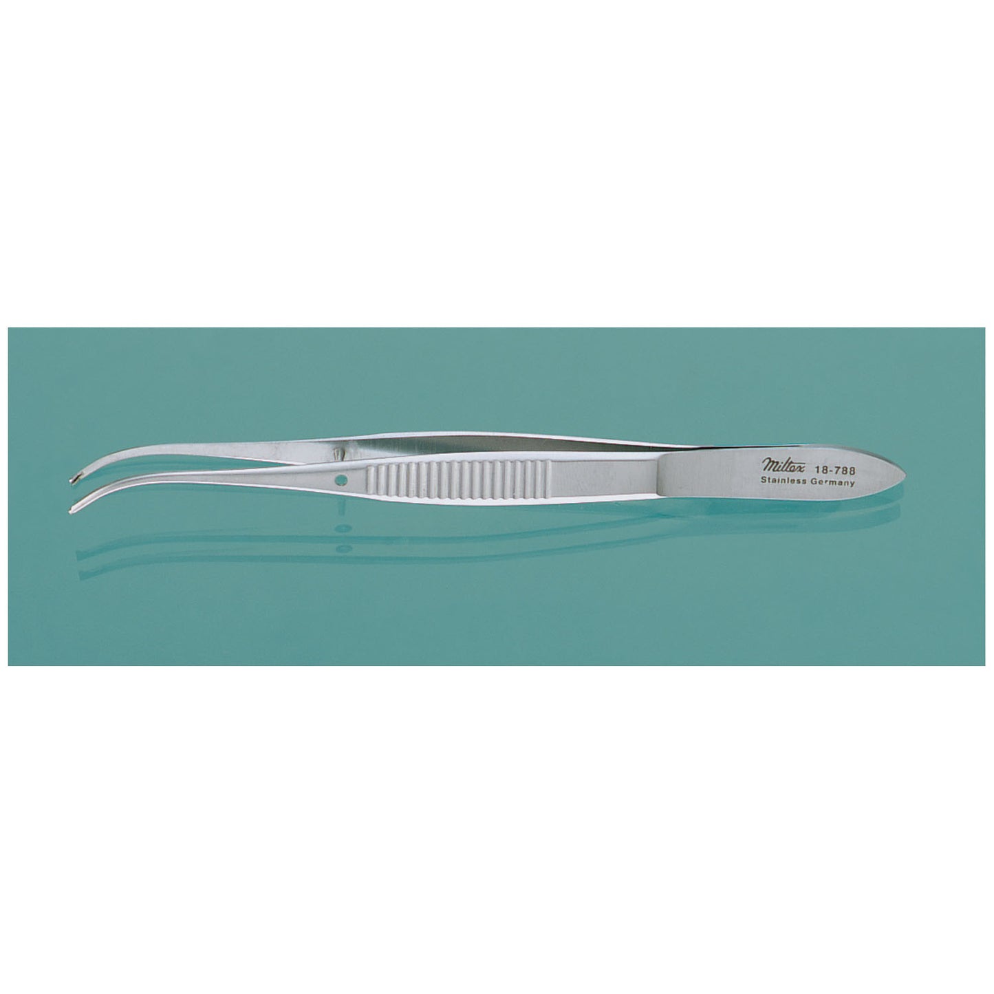 Tissue Forceps, 4" Half Curved, Standard, 0.8mm Wide Tips