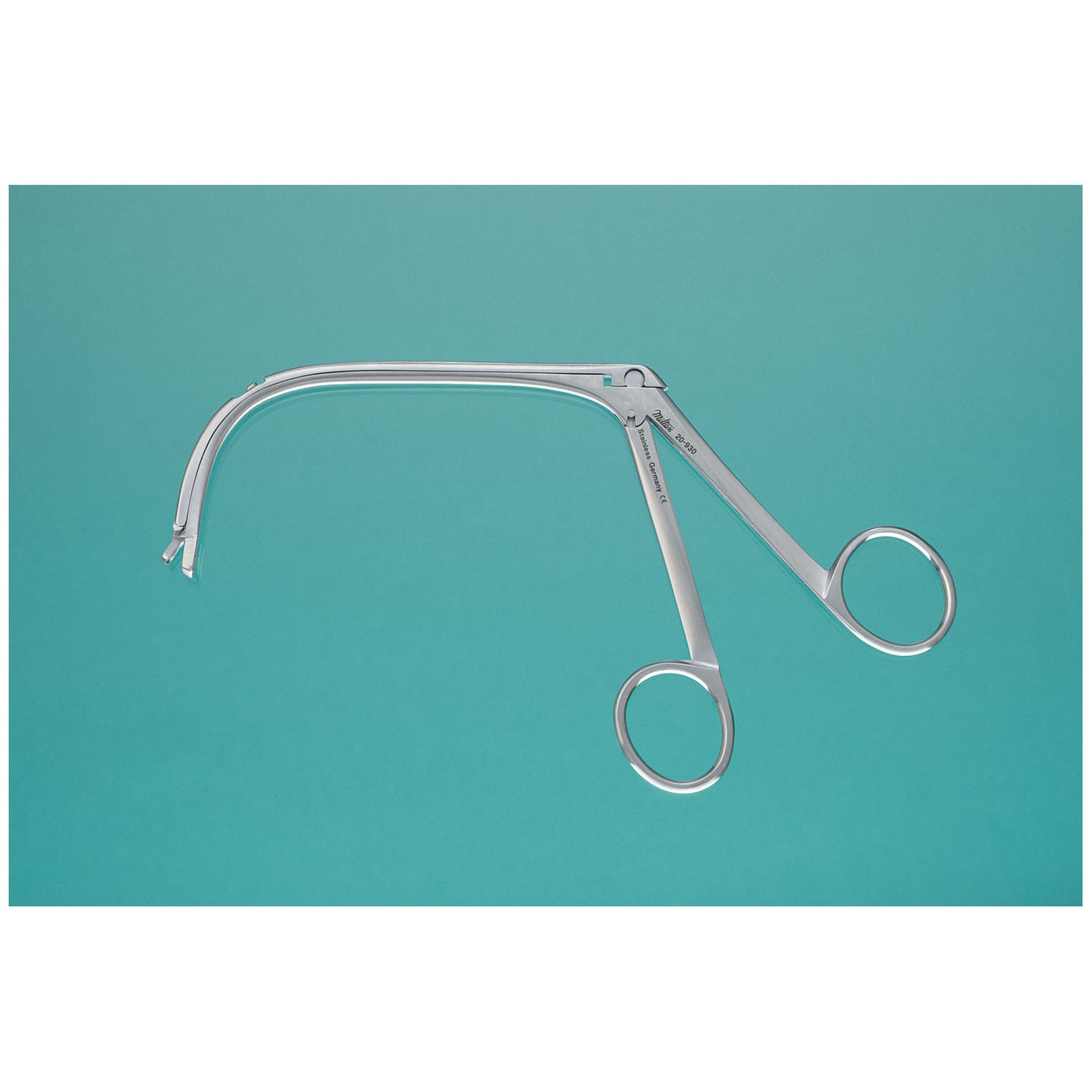 King Adenoid Punch Forceps, No. 1, Triangular, 7mm Lower Basket, 6mm Upper Jaw, Strong Curve, Shaft 11cm, 7"