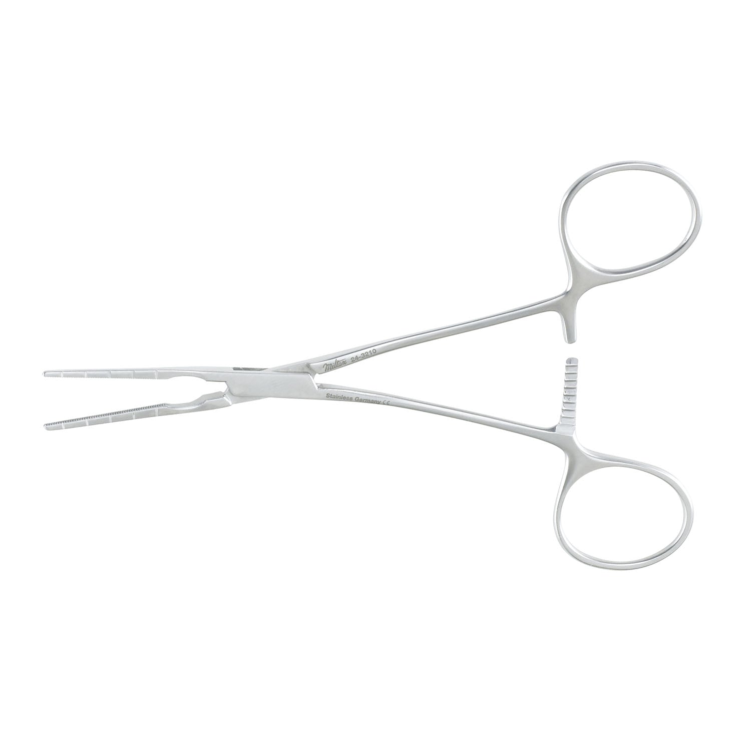 Vascular Clamp, 5_", 5mm Calibrations On Outer Sides Of Jaws, Straight Jaws 25mm, Angled Handles