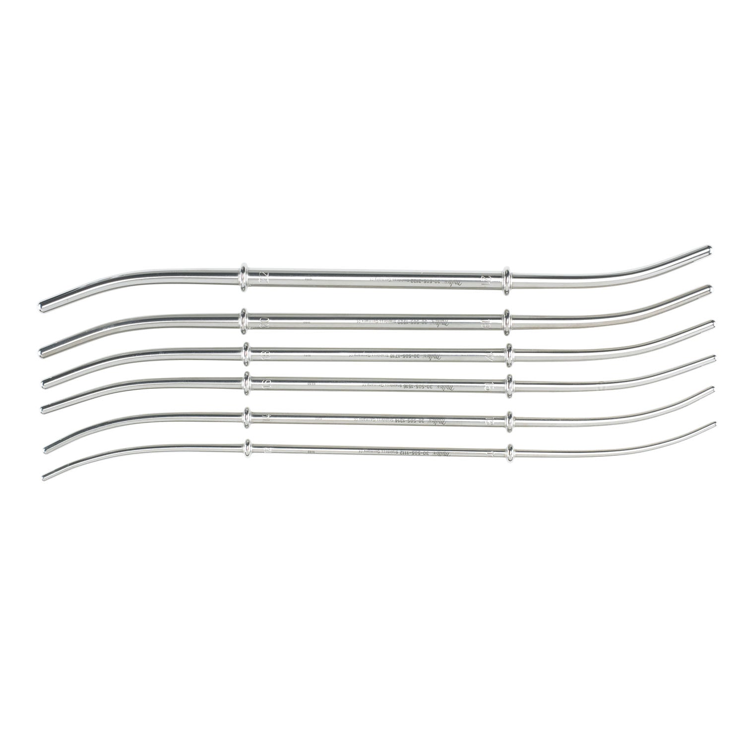 Uterine Dilators, Set of 6, sizes: 11-12FR to 21-22FR in a Khaki Roll