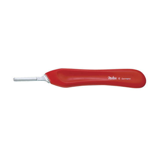 6 Scalpel Handle, 5_", Plastic Handle, Red, Fits Blade Sizes 20, 21, 22, 23 & 25