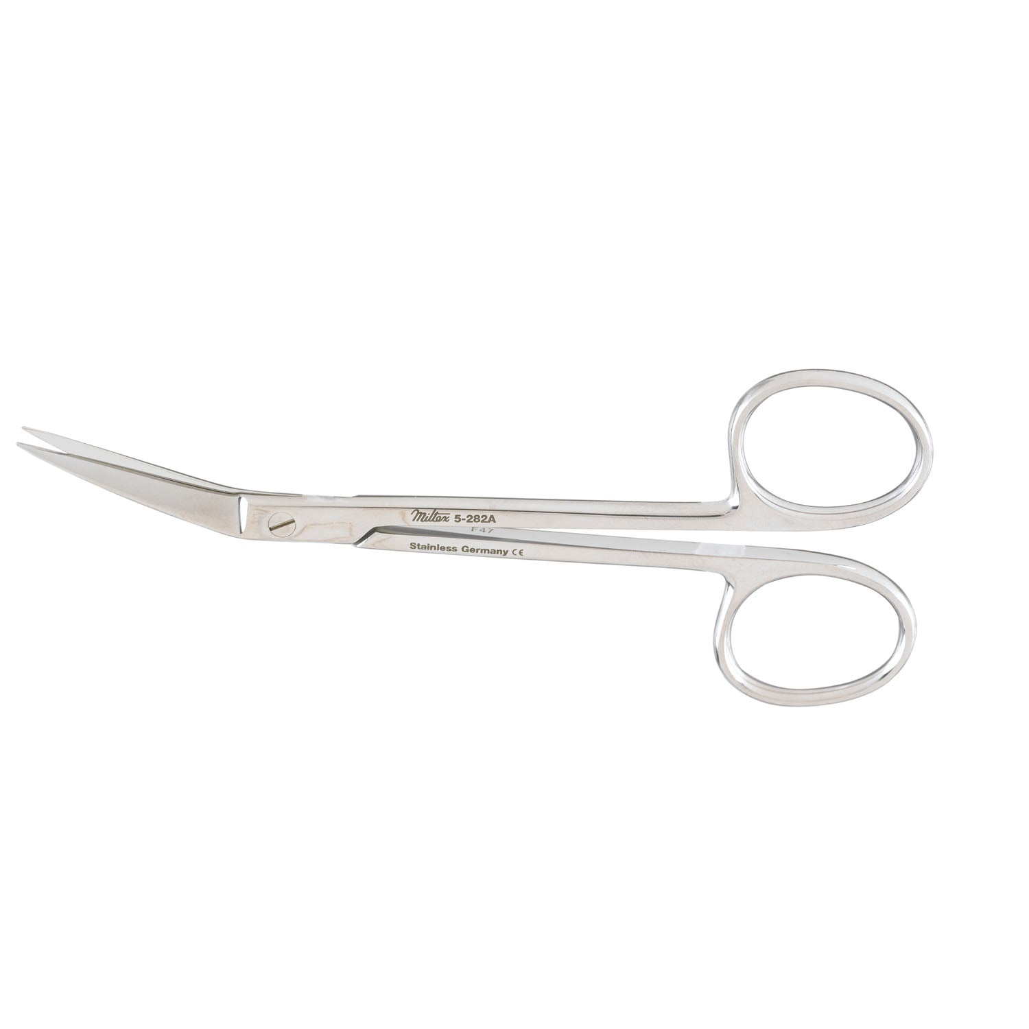 Surgery Scissors, 4_", Angled On Side, Sharp-Sharp Points, Serrated Blade