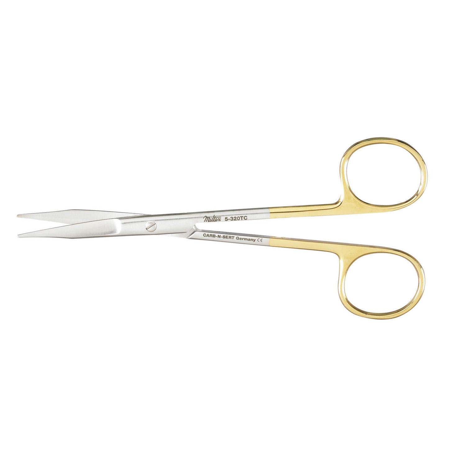Wound Debridement Scissors, 5" Curved Fine Tips, One Serrated Blade, Carb-N-Sert