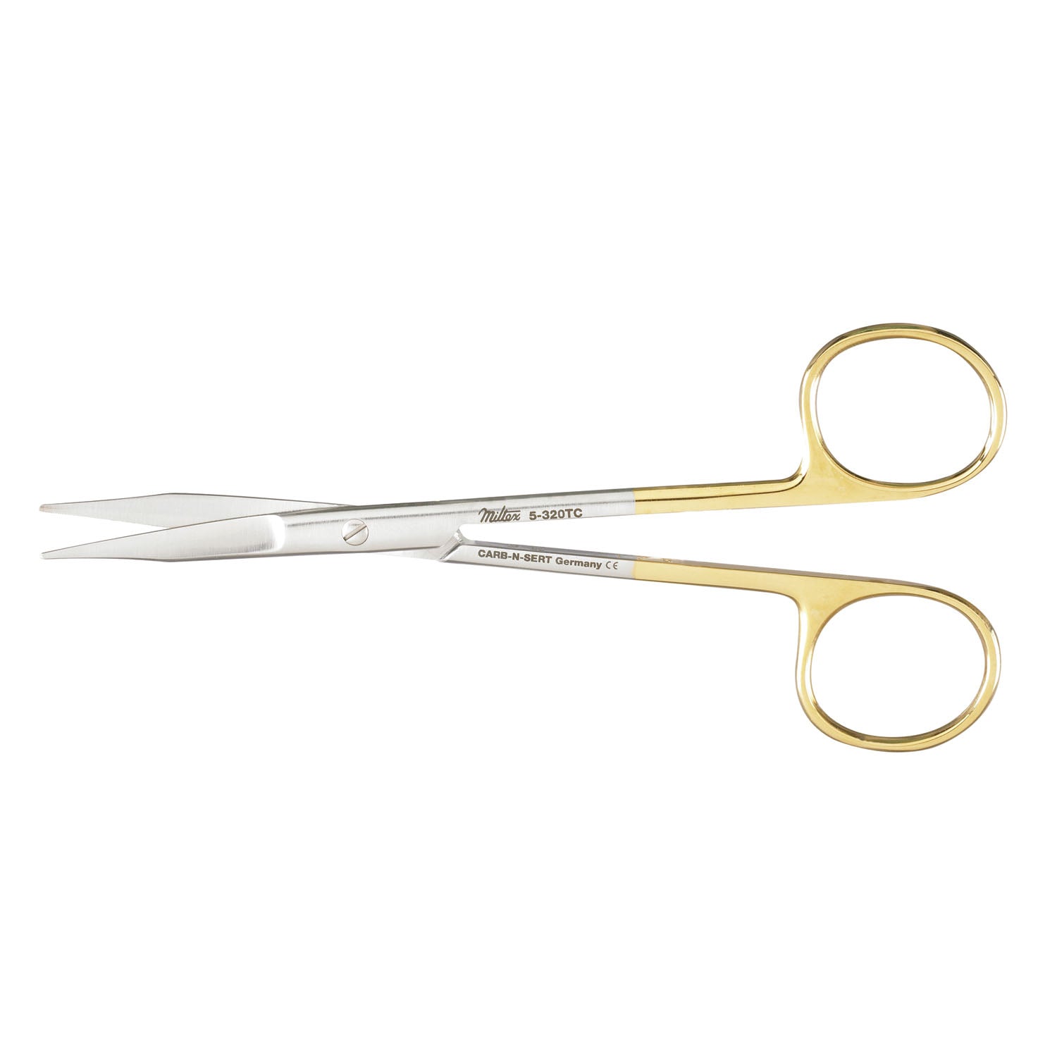 Wound Debridement Scissors, 5" Curved Fine Tips, One Serrated Blade, Carb-N-Sert