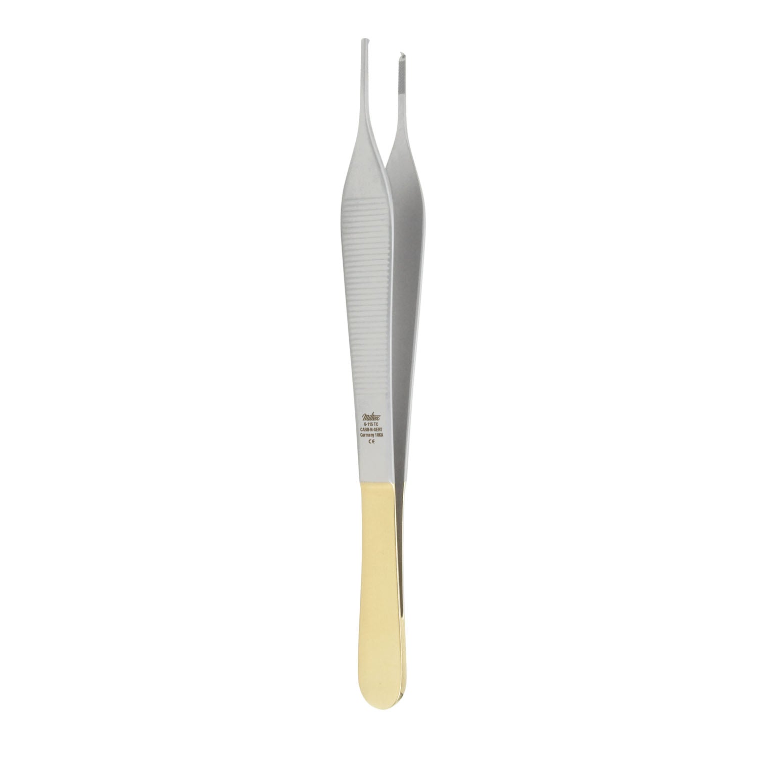 Hudson (EWALD) Forceps, 6", Tissue & Suture, 1x2 Teeth, Cross Serrated Tying Platform, Carb-N-Sert (Tungsten Carbide)