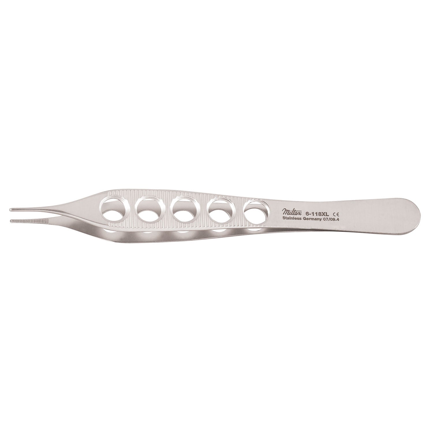 Tissue Forceps, 4_", 1x2 Teeth, Fenestrated Handles, Lightweight