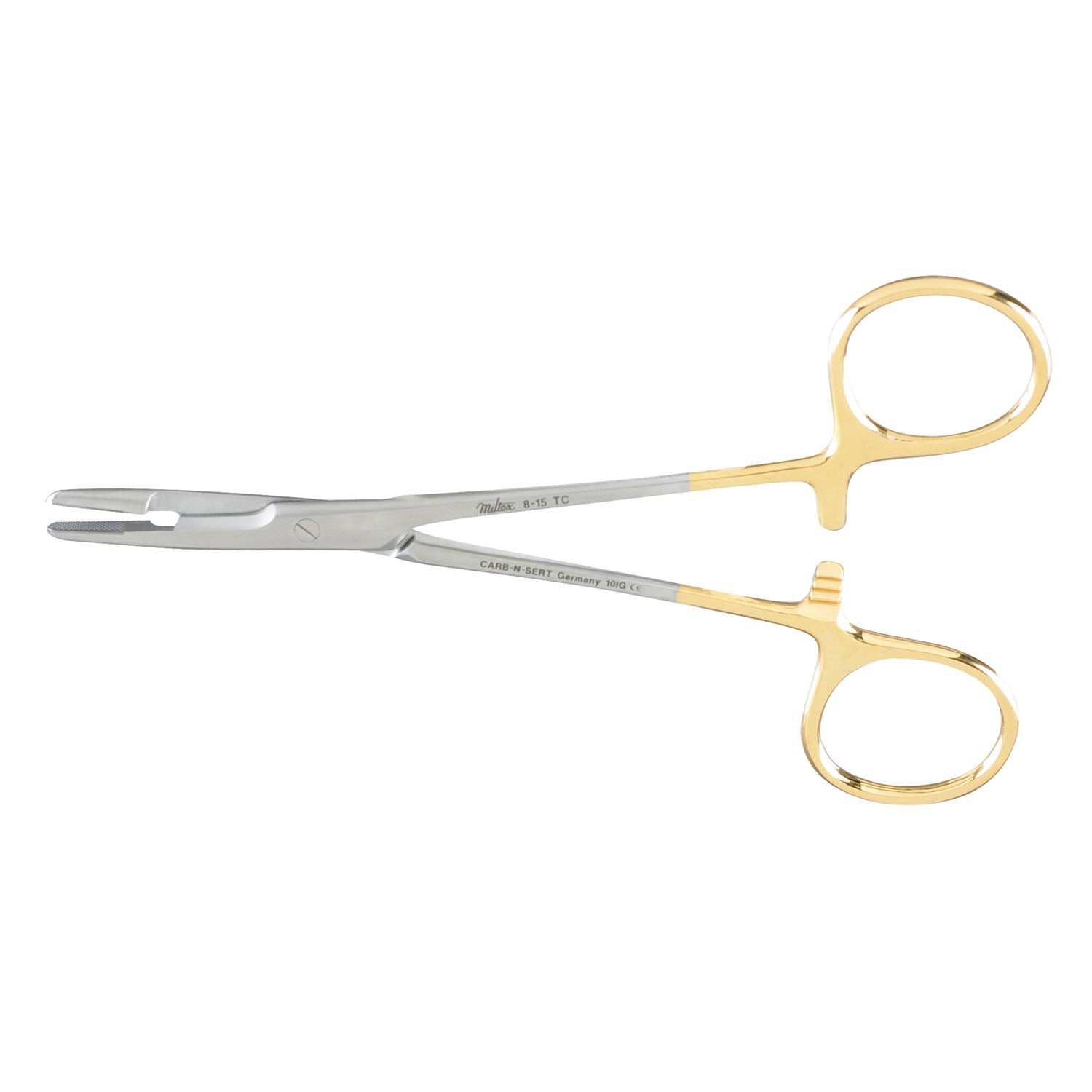 Olsen-Hegar Needle Holder, 5_", Serrated, Carb-N-Sert T.C. Jaws