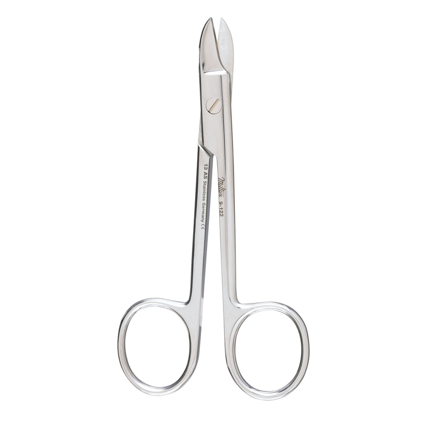 Wire Cutting Scissors, 4_", One Serrated Blade, Curved