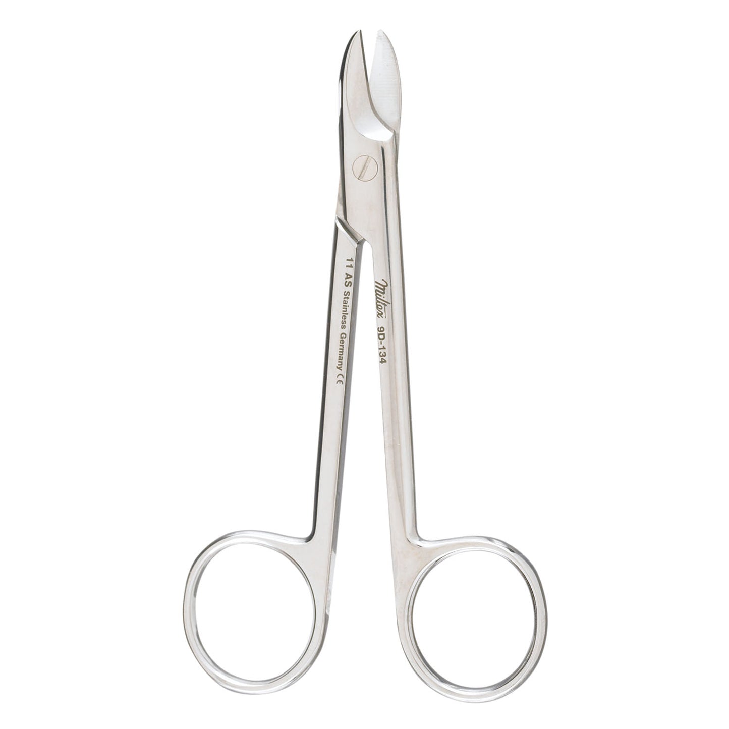 Wire Cutting Scissors, 4_", One Serrated Blade, Curved