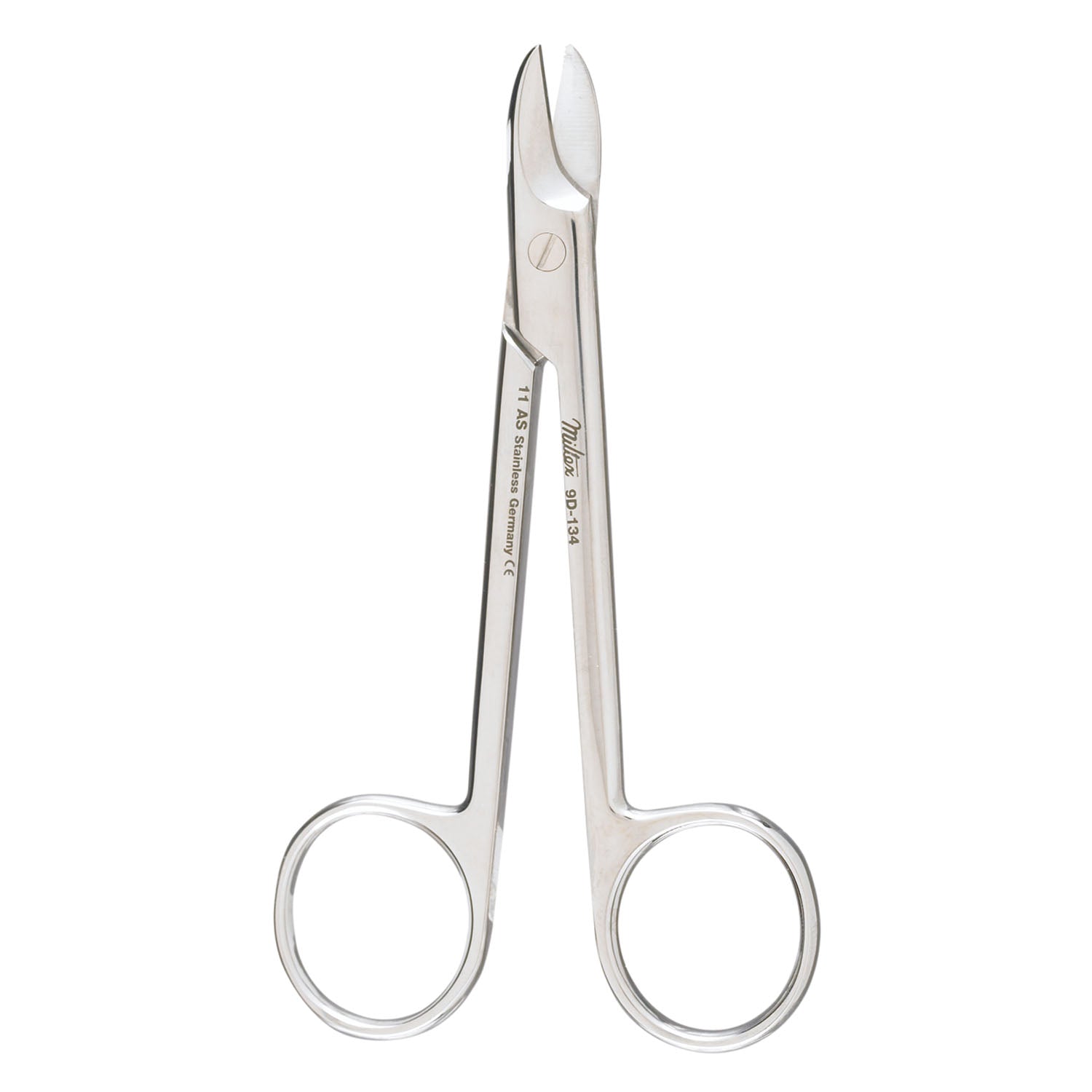 Wire Cutting Scissors, 4_", One Serrated Blade, Curved
