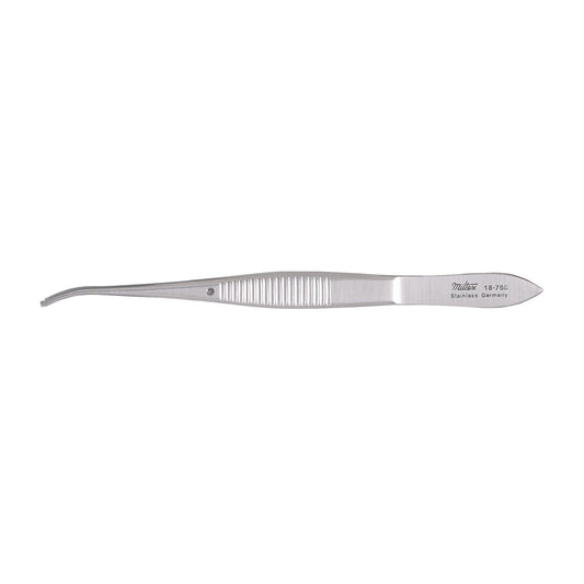 Iris Forceps, 4", _ Curved, 1x2 Teeth