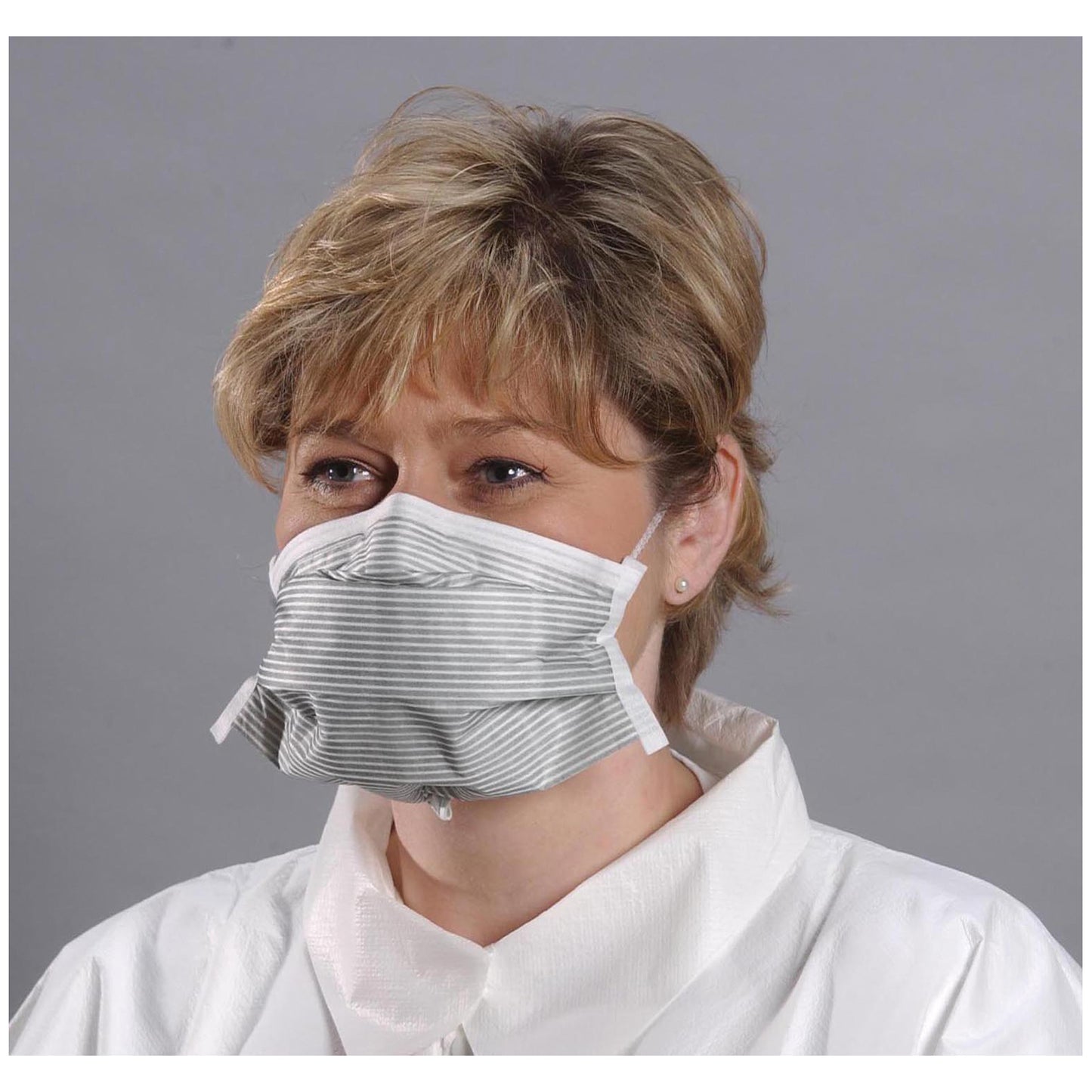 Face Mask, Grey Stripe with Single Band, 35/bx, 6 bx/cs