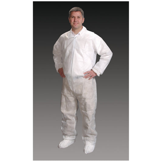 Coveralls, Medium, White, Elastic Wrist, Ankle & Back, 25/cs