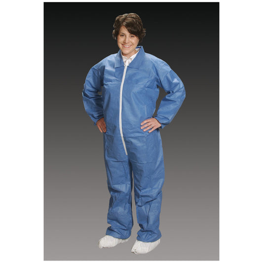 Coveralls, X-Large, Blue, Elastic Wrist, Ankle & Back, 25/cs