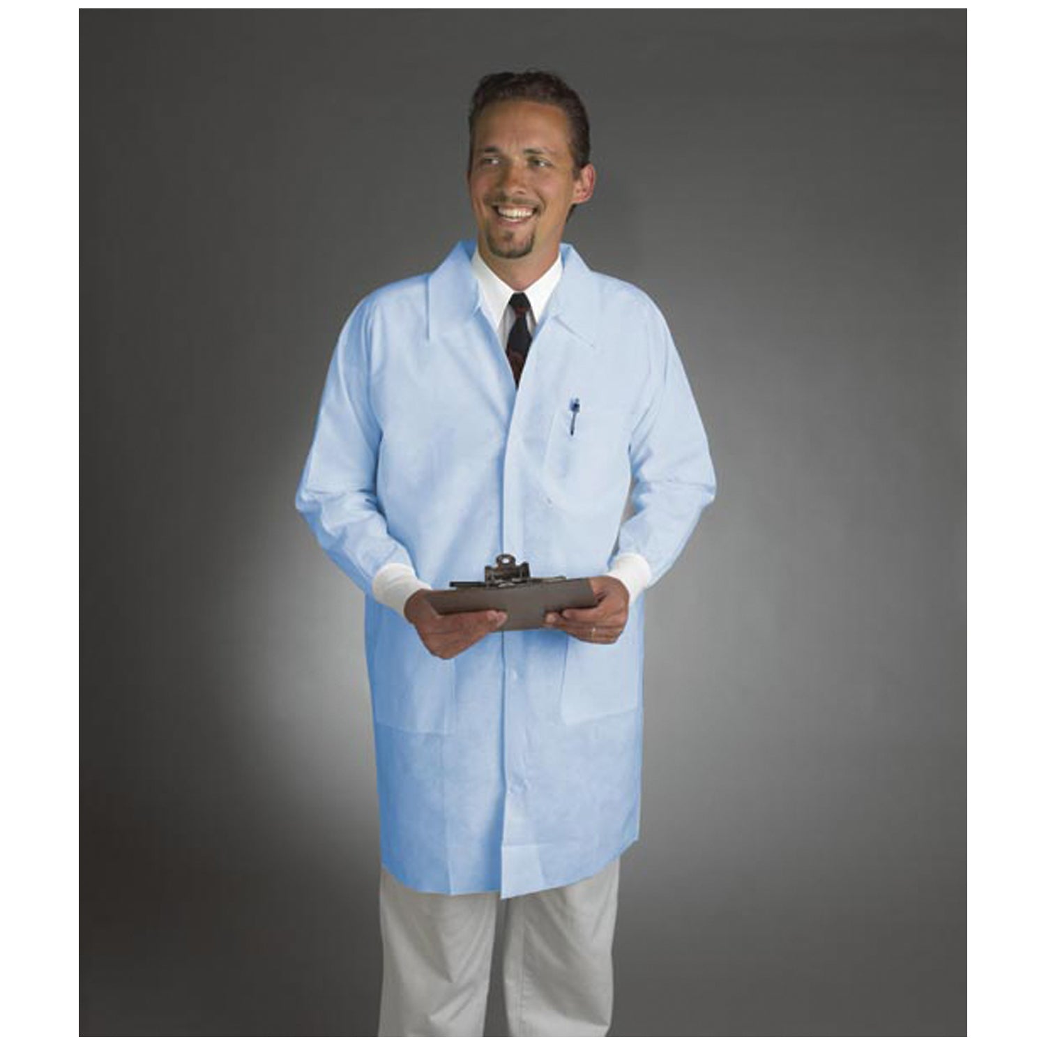 Lab Coat, 2X-Large, Blue, Tapered Collar, Knit Cuff, 30/cs
