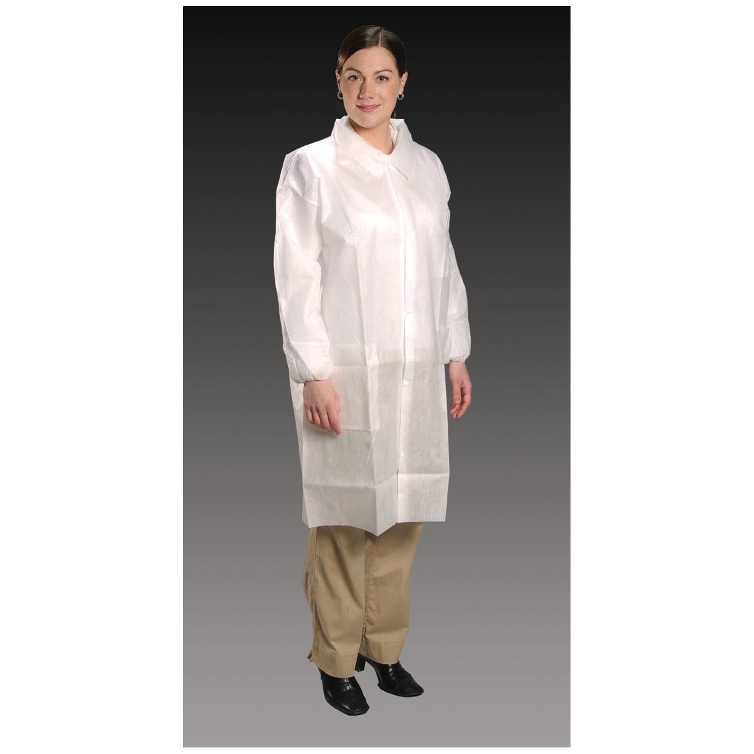 Lab Coat, 4X-Large, White, Tapered Collar, Elastic Wrist, 30/cs