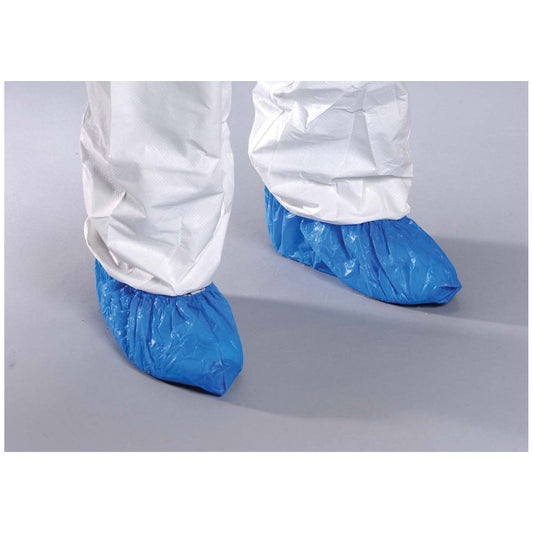 Shoe Cover, X-Large, Blue, All Film, Fluid Resistant, Heat Sealed, 500 pr/cs