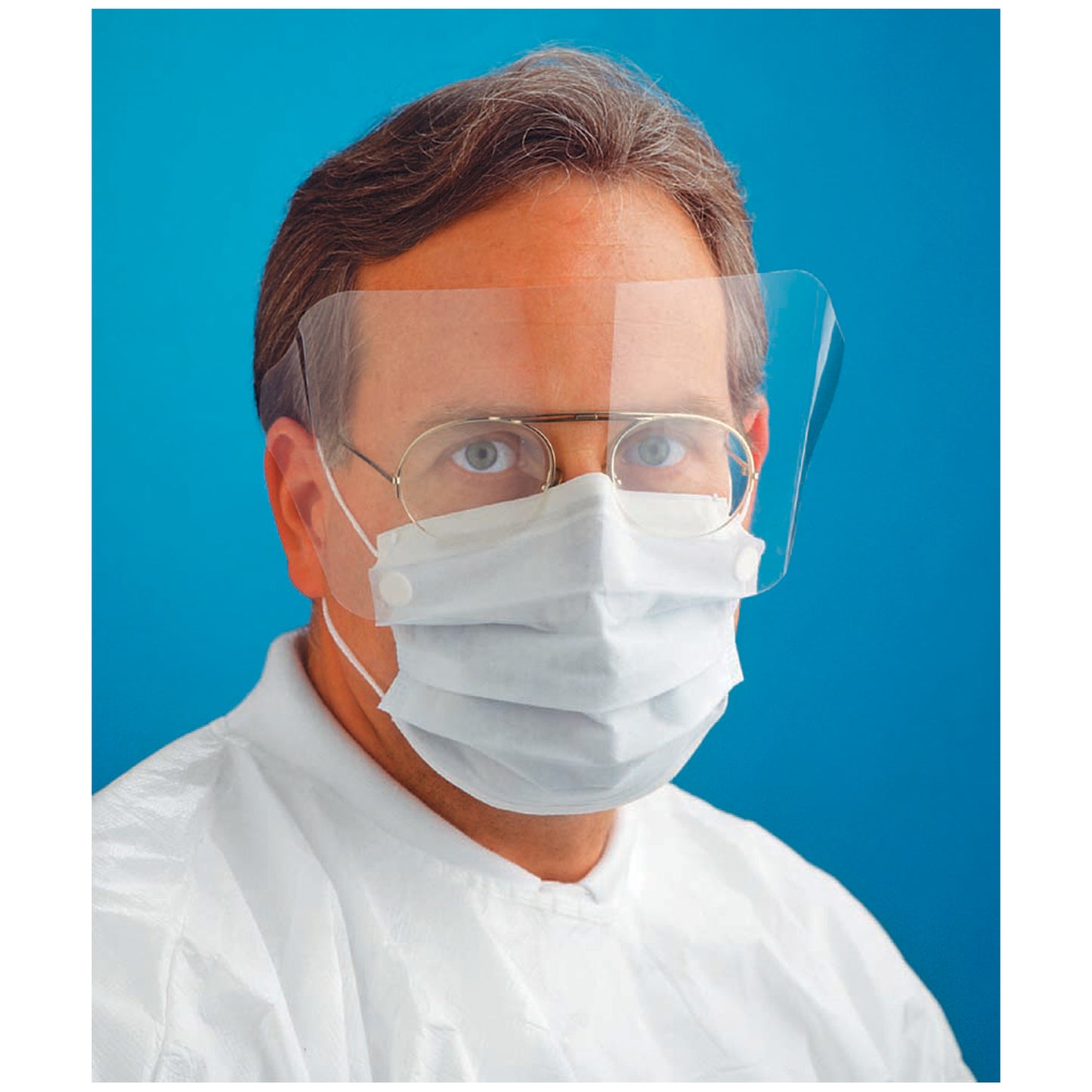 Face Mask Extended Shield with Earloops, Blue, 25/bx, 4 bx/cs