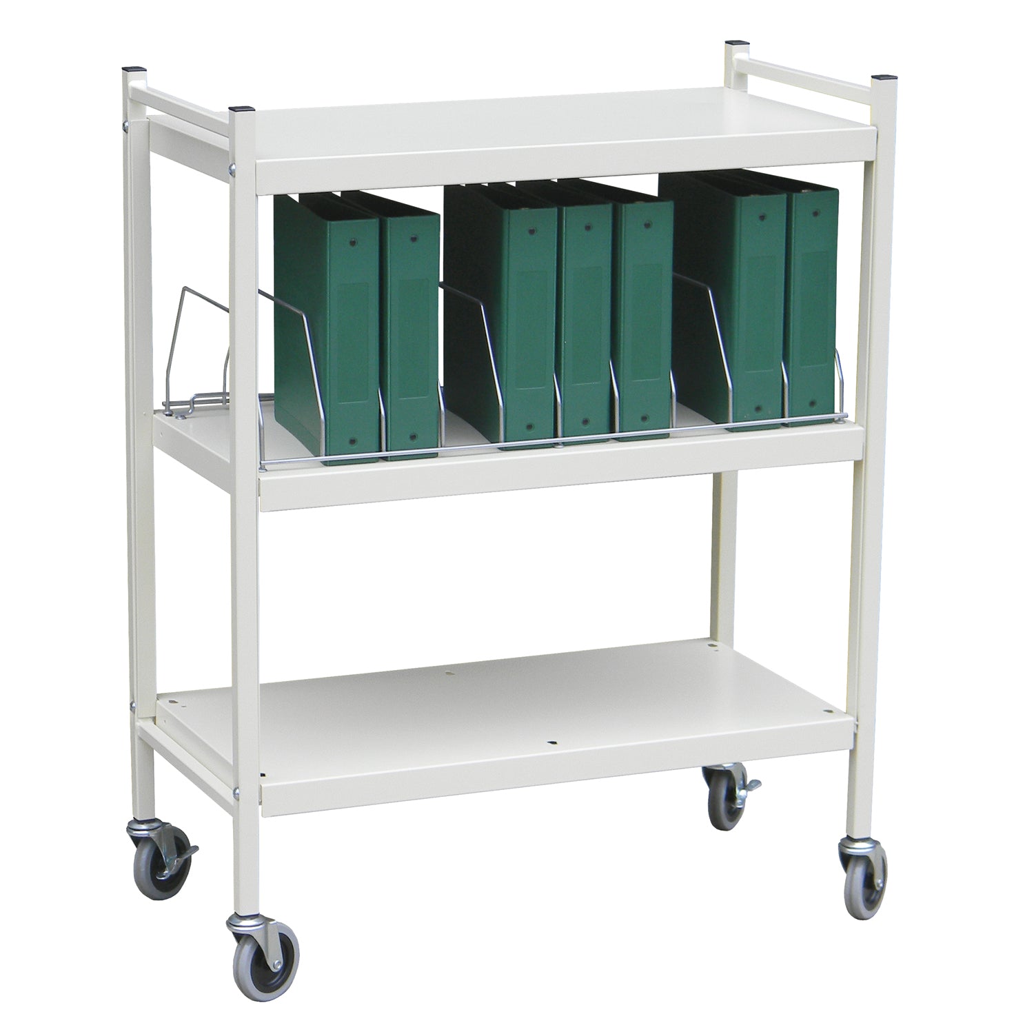 Standard Omnicart For Binders, 2_" Spine, Holds 10 Ring Binders Per Shelf, Chart Rack, 3 Shelves, 1 Organizer, 10 Capacity, 43_"H x 34_"W x 17"D