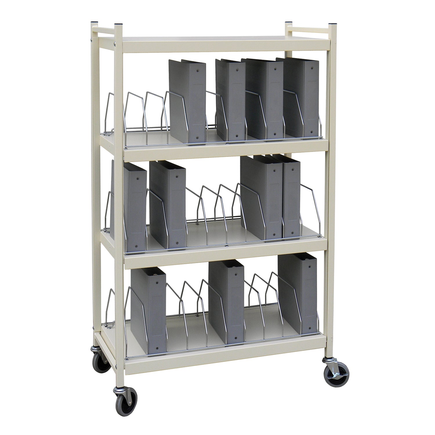 Standard Omnicart For Binders, 2_" Spine, Holds 10 Ring Binders Per Shelf, Chart Rack, 4 Shelves, 3 Organizers, 30 Capacity, 56"H x 34_"W x 17"D