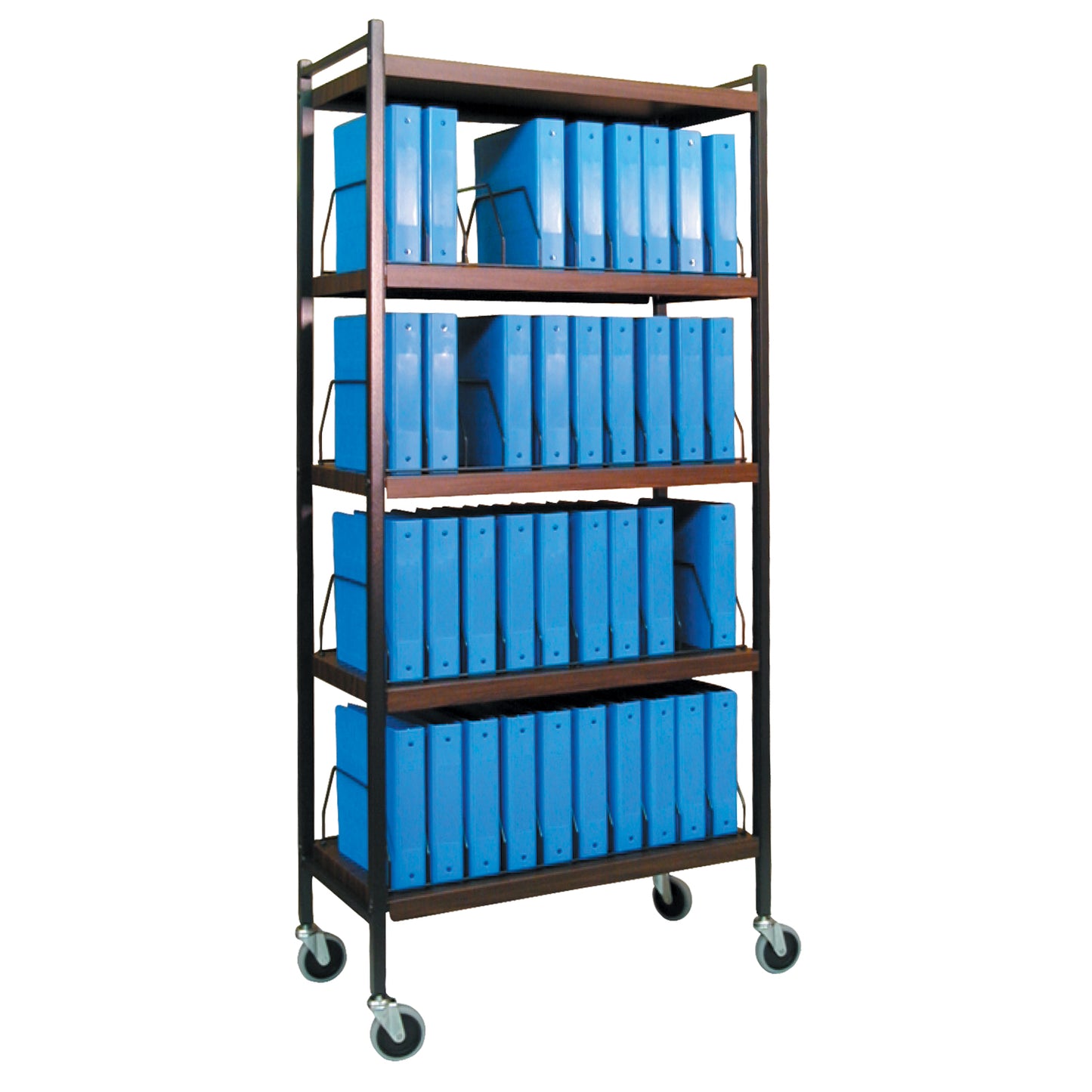 Large Omnicart For Binders, 2_" Spine, Holds 15 Ring Binders Per Shelf, Chart Rack, 4 Shelves, 3 Organizers, 45 Capacity, 55"H x 49_"W x 17"D