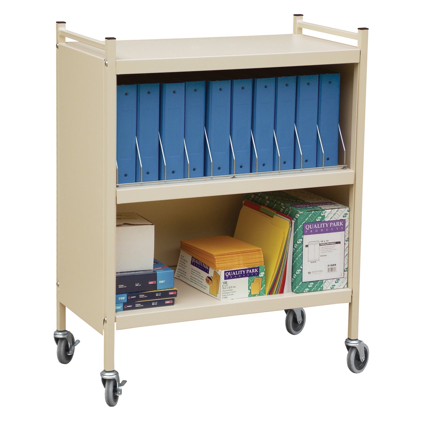 Standard Cabinet Style Omnicart For Binders, 2_" Spine, Holds 10 Per Shelf, Chart Rack, 3 Shelves, 1 Organizer, 10 Capacity, 43_"H x 34_"W x 17"D