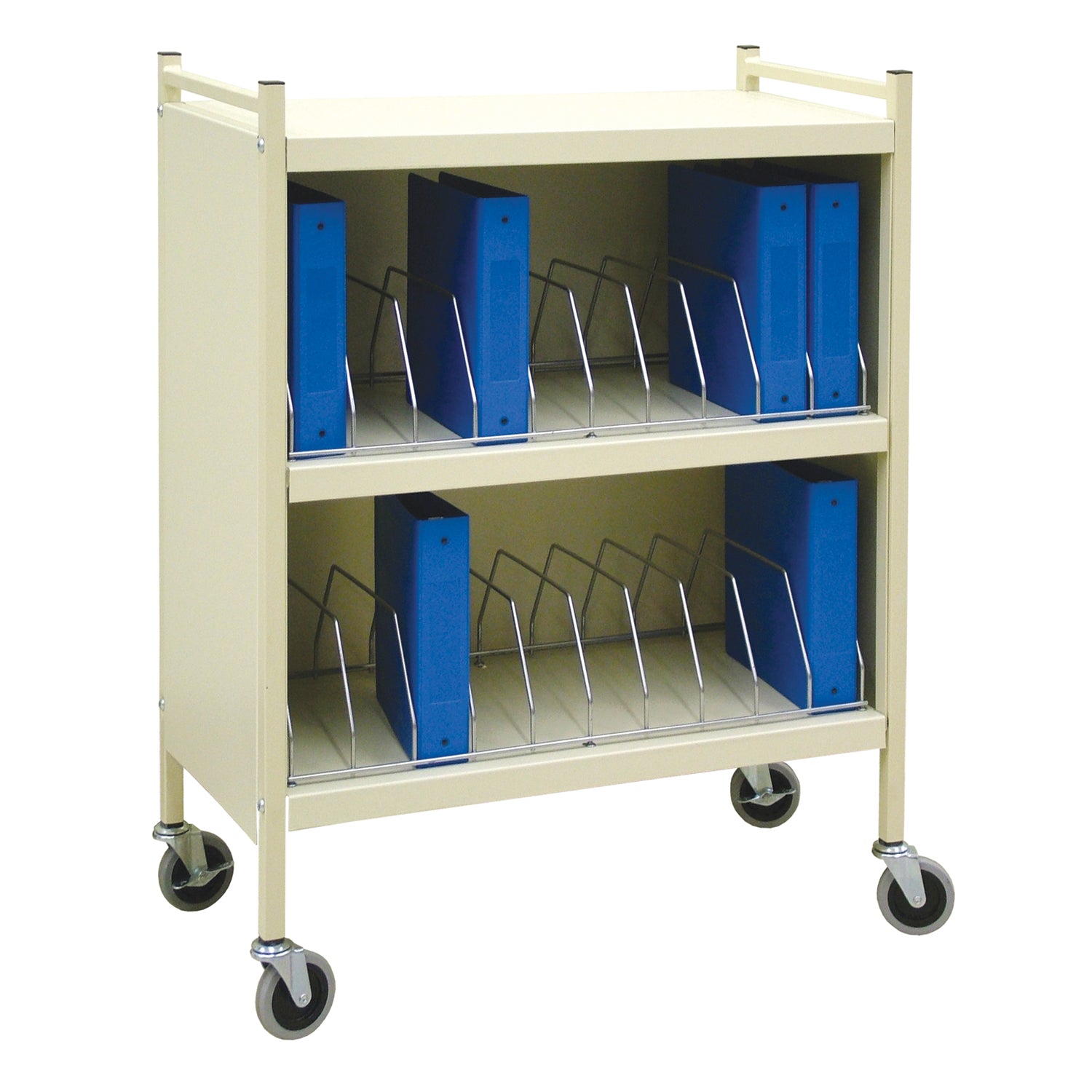 Standard Cabinet Style Omnicart For Binders, 2_" Spine, Holds 10 Per Shelf, Chart Rack, 3 Shelves, 2 Organizers, 20 Capacity, 43_"H x 34_"W x 17"D
